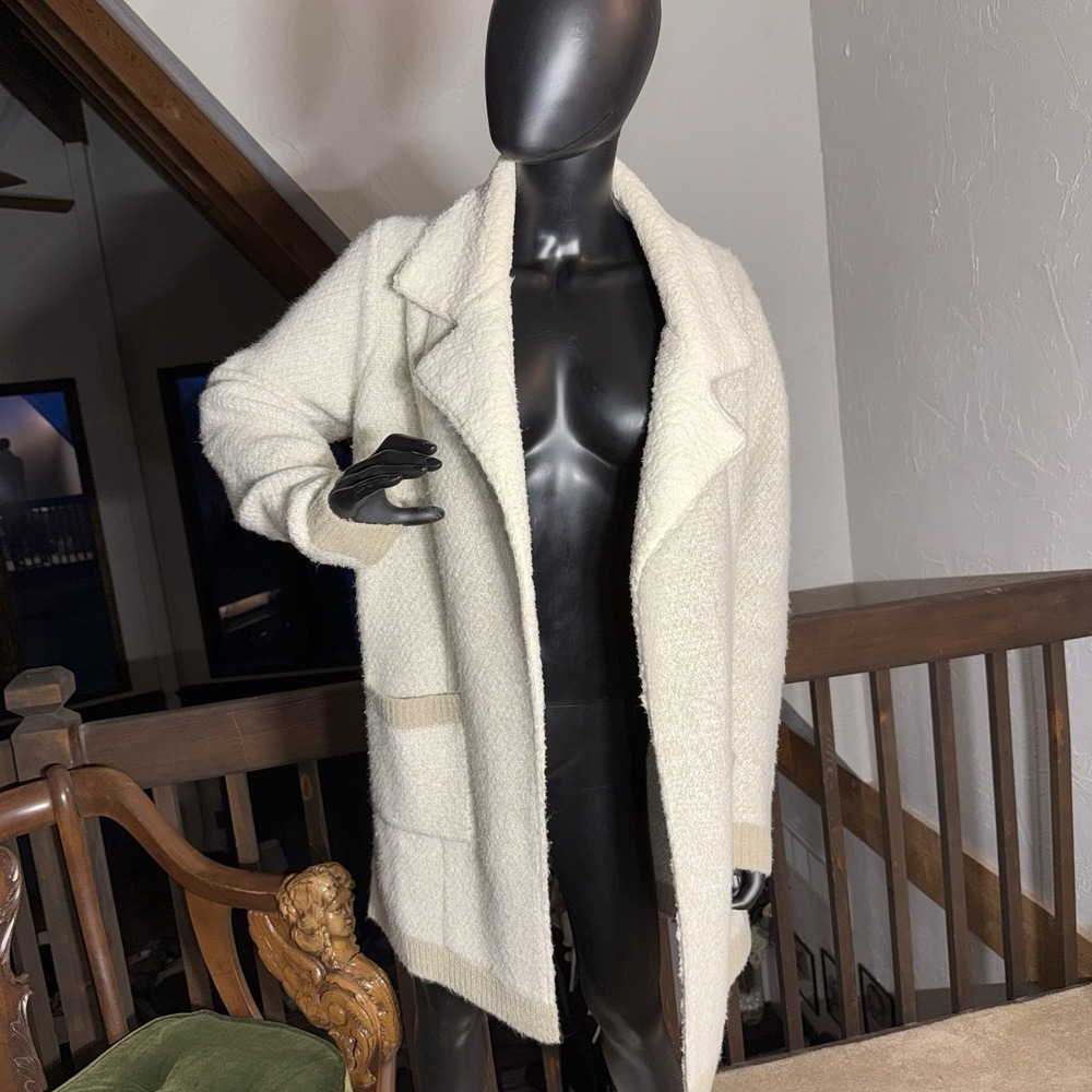 Sage The Label Textured Open Front Cardigan Jacket Women's M Eyelash Knit Sherpa
